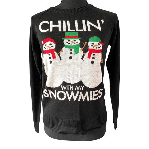 Black Winter Holiday sweater snowmen size XS - Picture 1 of 3